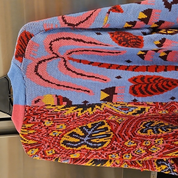 💕FARM RIO💕 Mixed Prints Cardigan  ~ Blue Tropical Magic + Tropical Stripes NWT - Picture 12 of 16